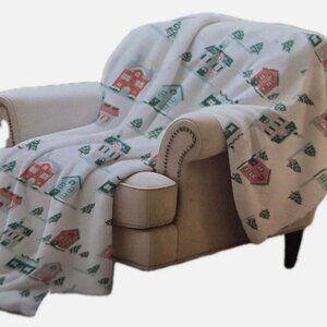 Kirkton House Velvet Plush Sherpa Blanket Winter Holiday Christmas Throw 50x60